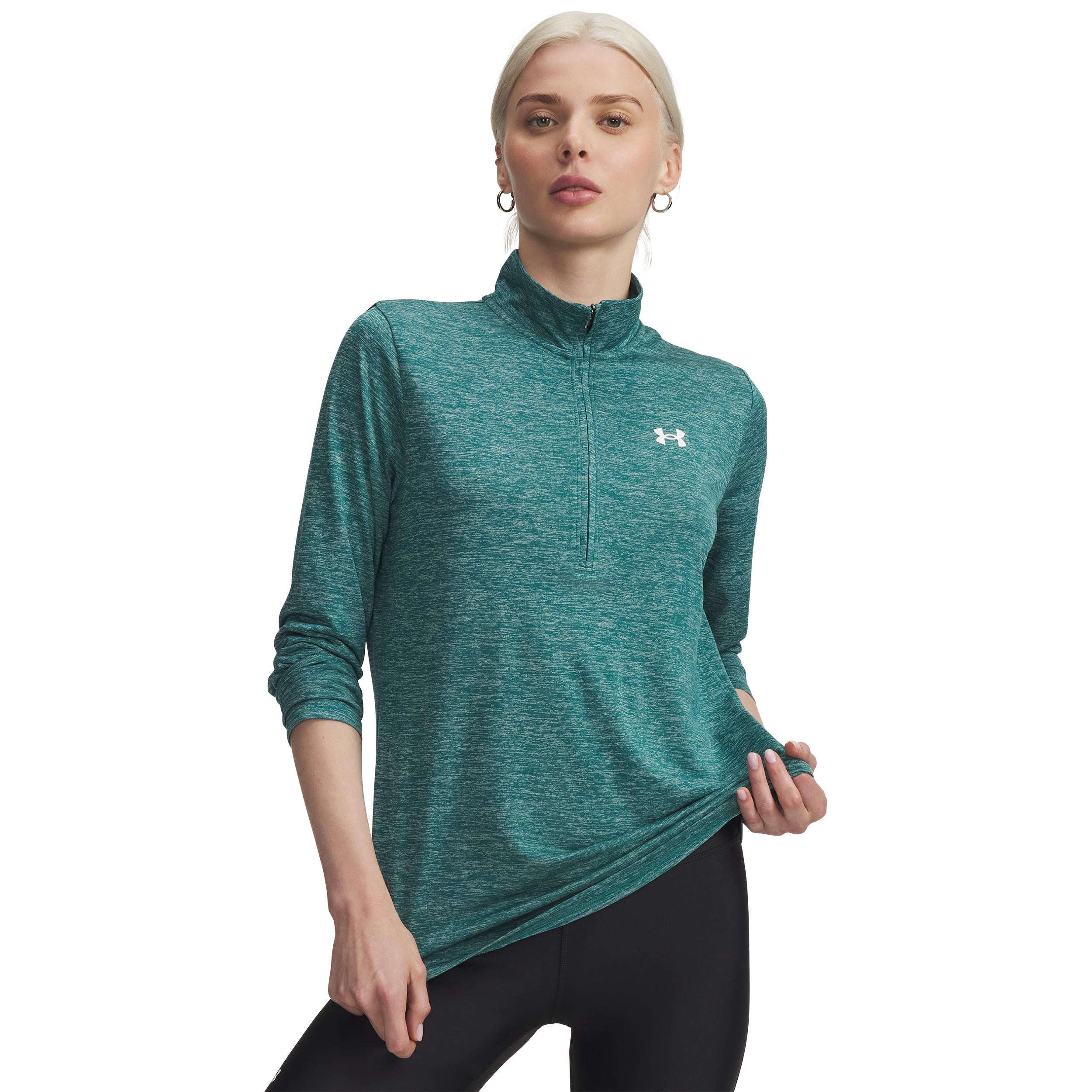 Under Armour Tech 1/2 Zip-Twist Longsleeve Damen-grün, weiß